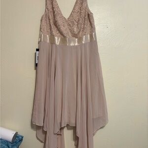 Ever Pretty Lace Midi Dress in Beige and Gold
